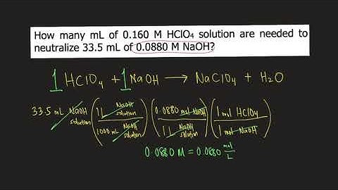 How many mL of 0.160 M HClO4 solution are needed to neutralize 33.5 mL of 0.0880 M NaOH?